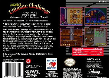 Mickey's Ultimate Challenge (USA) box cover back